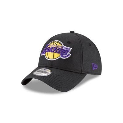 Black Los Angeles Lakers Hat - New Era NBA Waxed Canvas 9TWENTY Adjustable Caps USA0846752